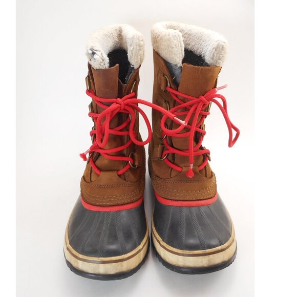Sorel 1964 Pac 2 Waterproof Snow Boots Women's size 10 Grizzly Brown Red Laces - Picture 4 of 11